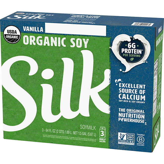 Silk Organic Soymilk, Vanilla (64 oz. carton, 3 ct.)