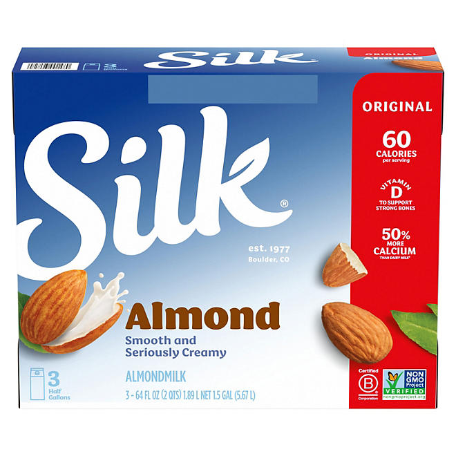 Silk Pure Almond Original Almond Milk  (64 oz., 3 pk.)