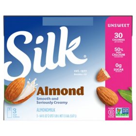 Silk Unsweetened Original Almond Milk (half gallon, 3 pk.)