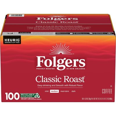 Folgers Classic Medium Roast K-Cup Coffee Pods (100 ct.) - Sam's Club