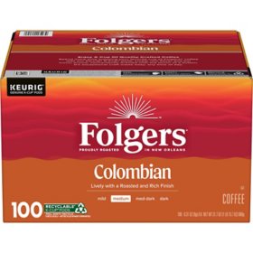Folgers Medium Roast K-Cup Coffee Pods, 100% Colombian, 100 ct.