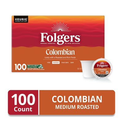 Folgers Medium Roast K Cup Coffee Pods 100 Colombian 100 ct. Sam s Club