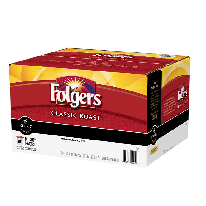 Folgers Classic Roast Coffee, Medium Roast (80 K-Cups)