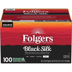 Folgers Dark Roast K-Cup Coffee Pods, Black Silk 100 ct.