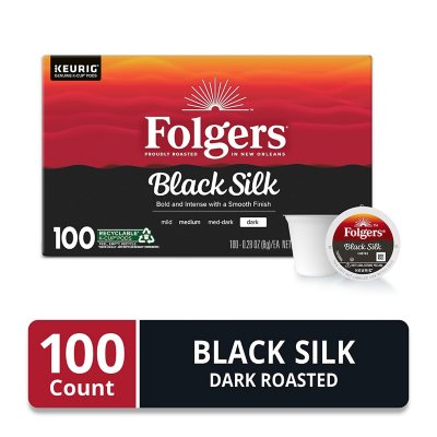 Folgers Dark Roast K Cup Coffee Pods Black Silk 100 ct. Sam s Club