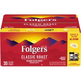 Folgers Filter Packs Coffee, Classic Roast .9 oz. packs, 30 ct.