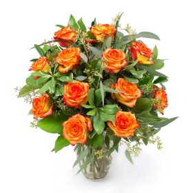 Member's Mark Roses and Greenery Vase Arrangement, Choose color and stem count