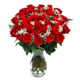 Member's Mark Classic Red Rose Vase Arrangement 36 stems