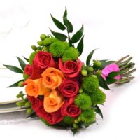 Wedding Collection Hot Pink, Green, and Orange, Bridesmaid Bouquets (Choose 2 or 3 pieces)