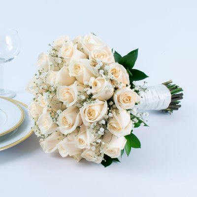 white rose bridesmaid bouquet