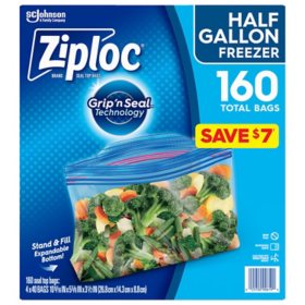 Ziploc Half Gallon Freezer Bags, 160 ct.