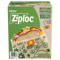 Ziploc Paper Sandwich Bags w/ Resealable Stickers (50 ct./pk., 2 pk.)