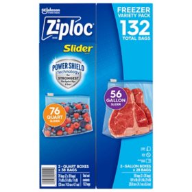 Ziploc Slider Freezer Bags, Variety Pack, 132 ct.