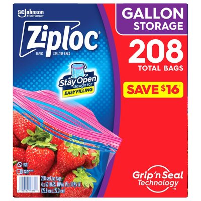 Ziploc Gallon Storage Bags with New Stay Open Design (208 ct.)