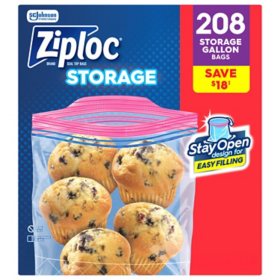 Ziploc Gallon Storage Bags with New Stay Open Design, 208 ct.