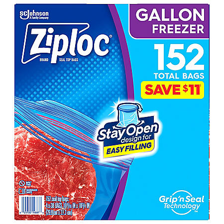 Ziploc Easy Open Tabs Freezer Gallon Bags  (152 ct.)