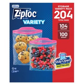 Ziploc Gallon & Storage Quart Bags with New Stay Open Design, 204 ct.