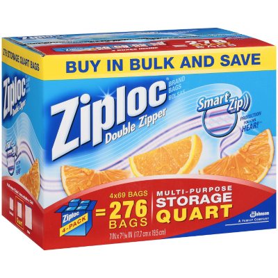 Ziploc Double Zipper Storage Bags, Quart