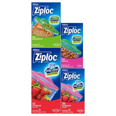 Ziploc Gallon, Quart, Sandwich, and Snack Storage Bags - Variety pack - 347  Total