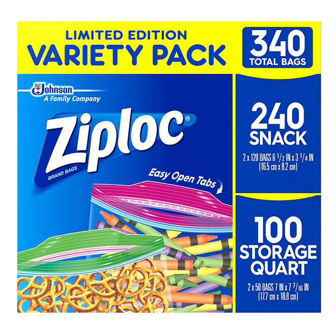 Ziploc Back to School Storage/Quart/Snack Mix Pack Bags