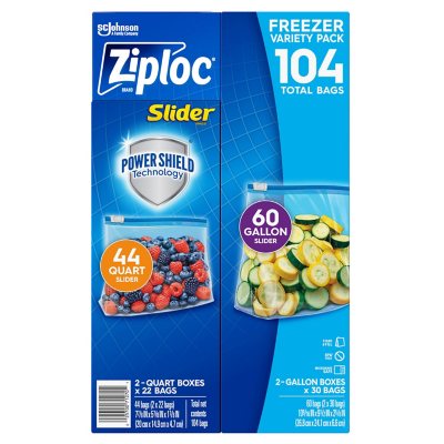 Ziploc Slider Freezer Gallon & Quart Bags w/ Power Shield