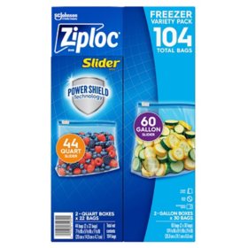 Ziploc Slider Freezer Gallon & Quart Bags with Power Shield Technology, 104 ct.
