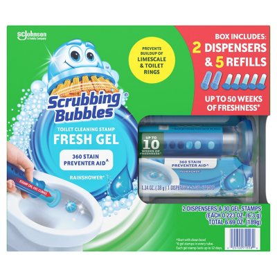 Scrubbing Bubbles Toilet Cleaning Stamp, Rainshower, Fresh Gel, Starter Pack - 1.34 oz