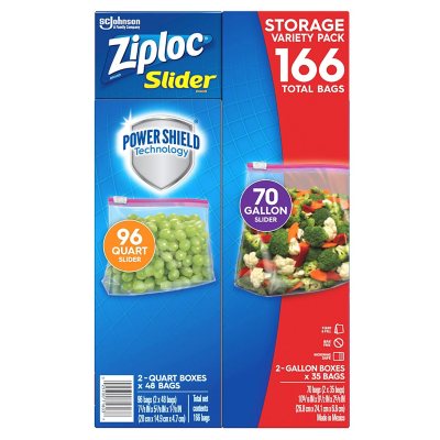 Ziploc Slider Storage Bags Variety Pack (Quart 96 ct., Gallon 70 ct.)