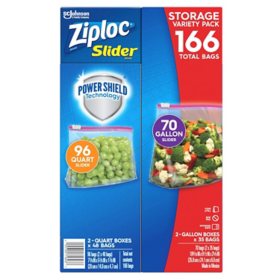 Ziploc Slider Storage Bags Variety Pack, Quart 96 ct., Gallon 70 ct.