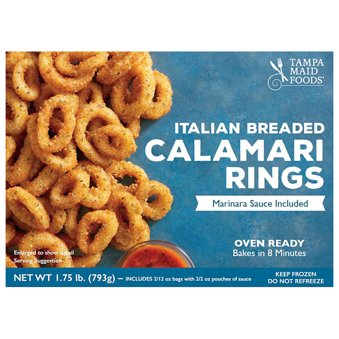 Oven Ready Italian Breaded Calamari Rings With Marinara Sauce