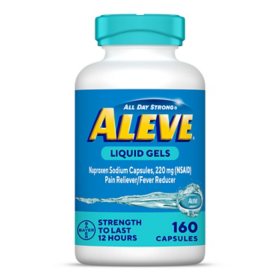 Aleve Pain Reliever & Fever Reducer Liquid Gels, Naproxen Sodium, Pain Relief, 160 ct.		 		 		 		 		 		