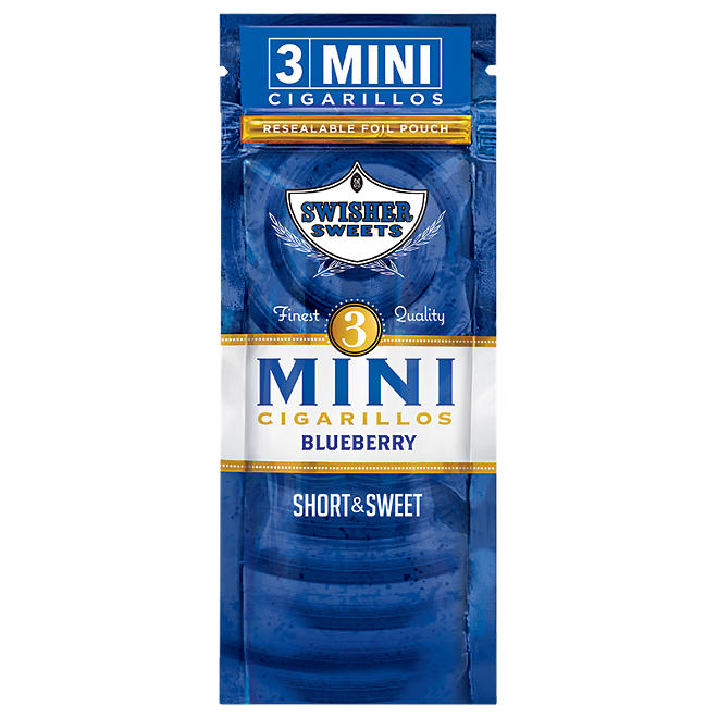 Swisher Sweets Cigarillo, Mini Blueberry, Pre-Priced Buy 2 Get 3 Pk. (3 pk., 15 ct.)