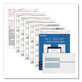 TOPS 6-Part W-2 Tax Form Kit with Security Envelopes and Tax Forms Helper, 2024, 8.5 x 5.5, 2 Forms/Sheet, 24 Forms Total