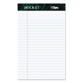 TOPS - Docket Ruled Perforated Pads - Legal Ruling - 5 x 8 - White - 12 50-Sheet Pads/Pack