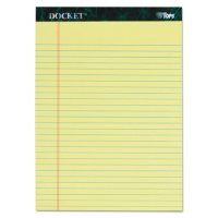 TOPS - Docket Writing Tablet, 8 1/2 x 11 3/4, Legal Rule, Canary, 50 Sheets -  6/Pack