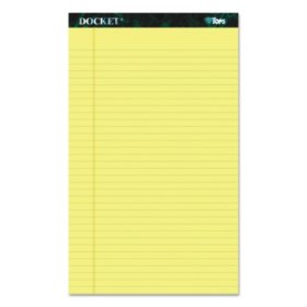 TOPS - Docket Ruled Perforated Pads - Legal Rule/Size - Canary - 12 50-Sheet Pads/Pack