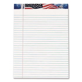 TOPS - American Pride Writing Pad - Jr. Legal Rule - 8-1/2 x 11-3/4 - White - 50-Sheet - Dozen