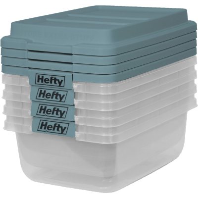 Hefty 18 Qt. Clear Storage Bin with Blue HI-RISE Lid, BEST