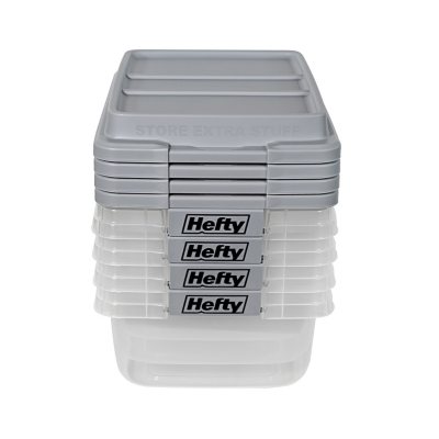Hefty 18-Qt. Hi-Rise Storage Container (4pk., Clear/Charcoal