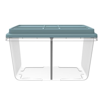 Hefty 72-Quart HIRISE Clear Storage Container with Divider, Smoke Blue Lid  - Sam's Club