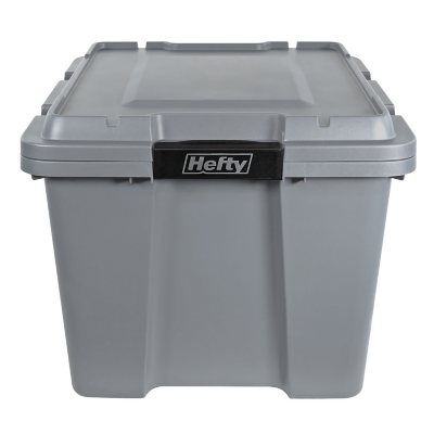 Hefty 6-Pack Large 18-Gallons (72-Quart) Gray-black Weatherproof Heavy Duty  Tote with Latching Lid in the Plastic Storage Containers department at