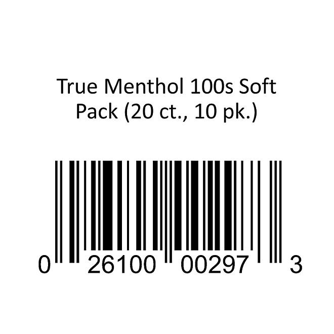 True Menthol 100s Soft Pack (20 ct., 10 pk.)