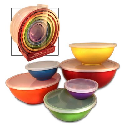 lok-osemile melamine mixing bowls with lids - 12 piece nesting bowls set 6  bowls and 6 lids, mixing bowl set (green ombre)