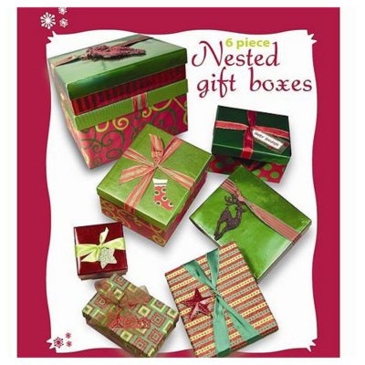 Paper Square Nesting Gift Boxes with Lids, 4 Assorted Sizes