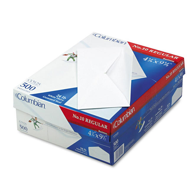 Columbian - Gummed Seal Business Envelope, Executive Style, #10, White - 500/Box
