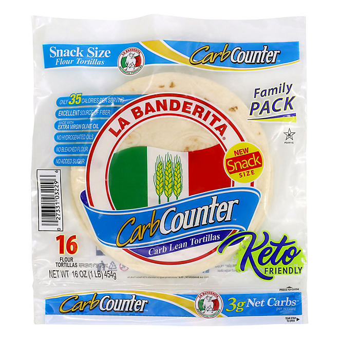 La Banderita Carb Counter Snack Size Tortillas 16 ct.