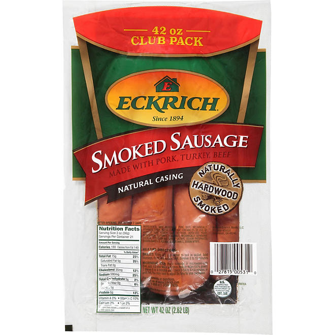 Eckrich Hardwood Smoked Sausage Family Pack 42 oz.