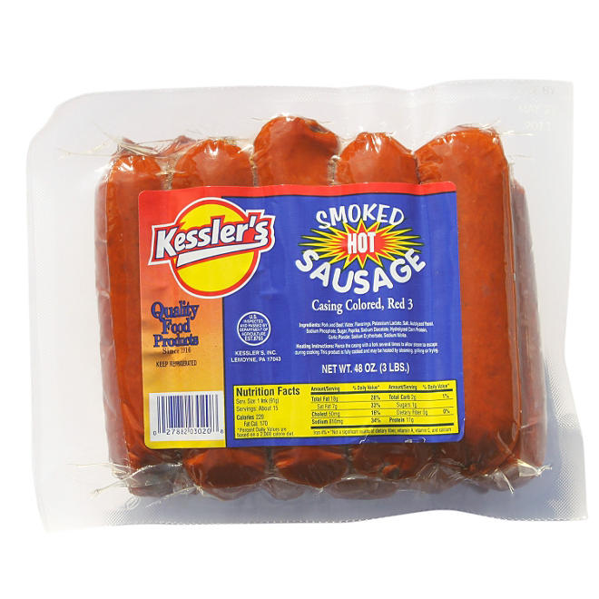 Kessler's Smoked Hot Sausage (3 lb.)