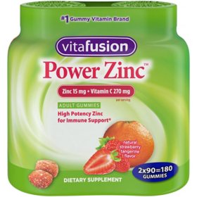 Vitafusion Power Zinc Adult Gummies, Immune Support Dietary Supplement  90 ct., 2 pk.
