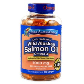 Pure Alaska Omega Wild Alaskan Salmon Oil 1000 mg. Softgels (180 ct.)
